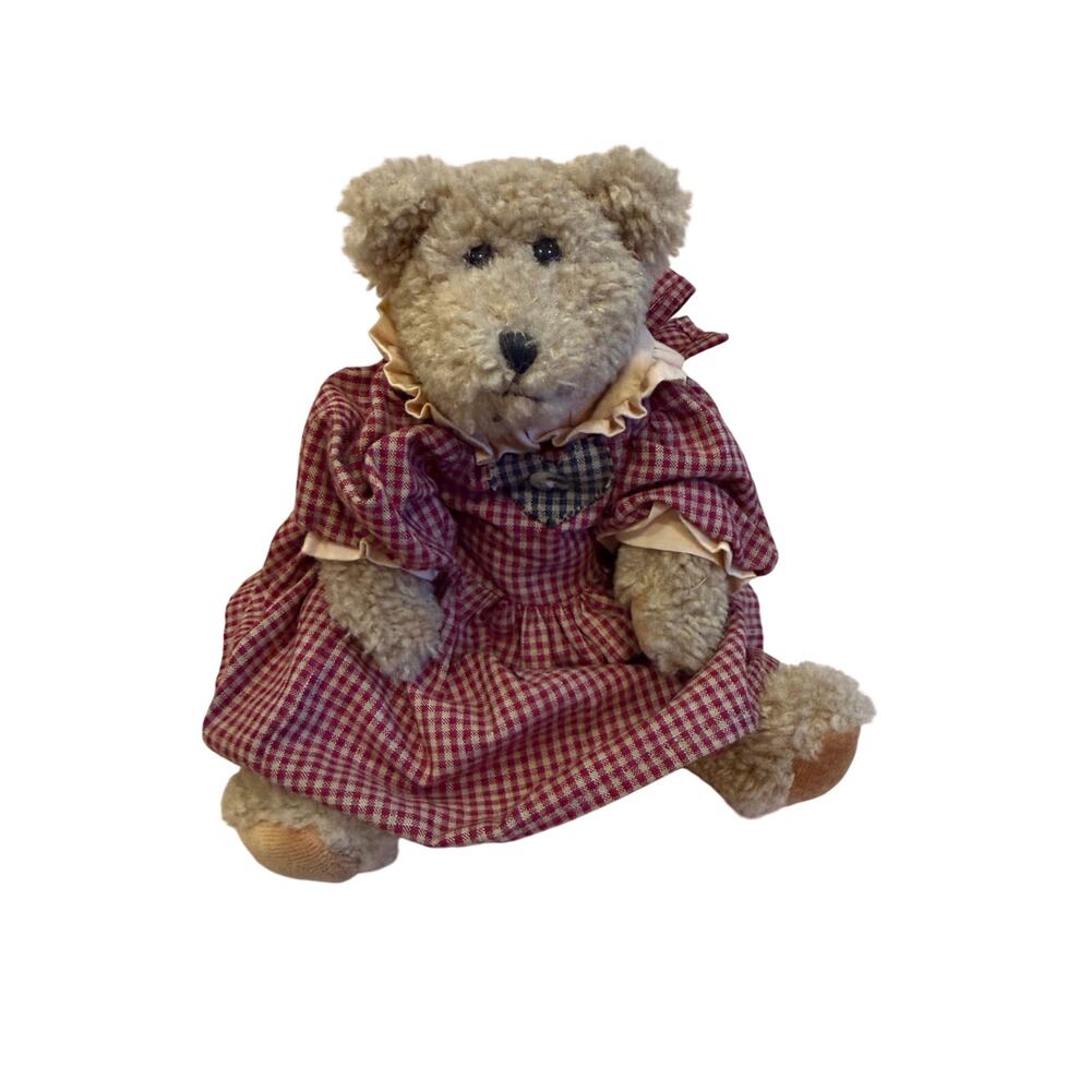 Boyds Bears Patsy J.B. Bean 1996 Retired Plush Bear Red Plaid Dress w/ Tags